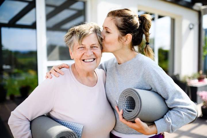 Mother and daughter yoga