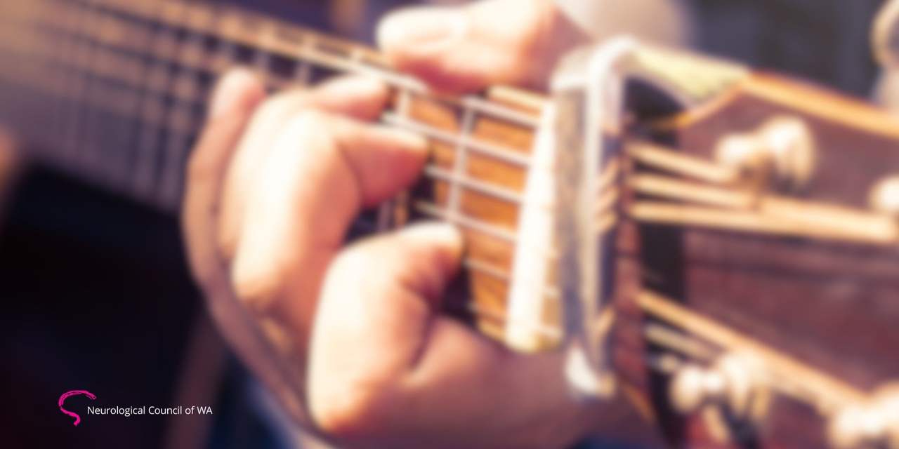 Playing guitar
