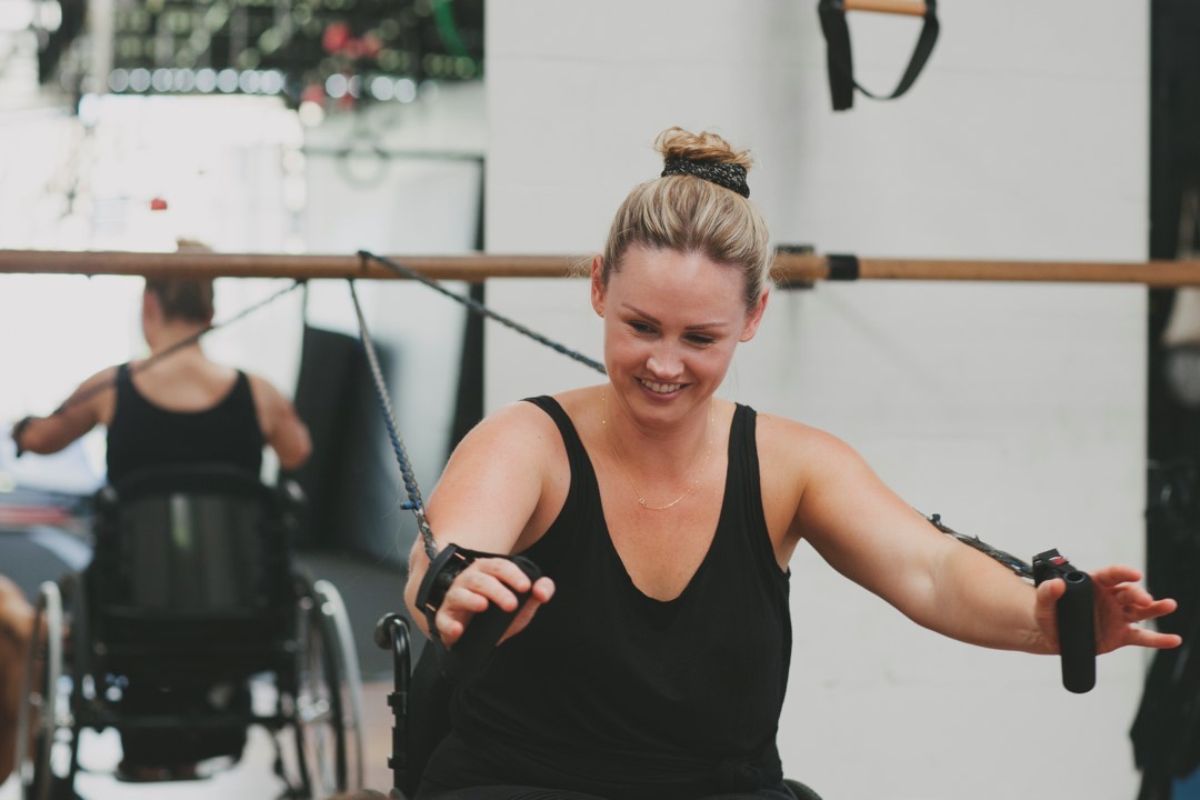 Lady in wheelchair at gym